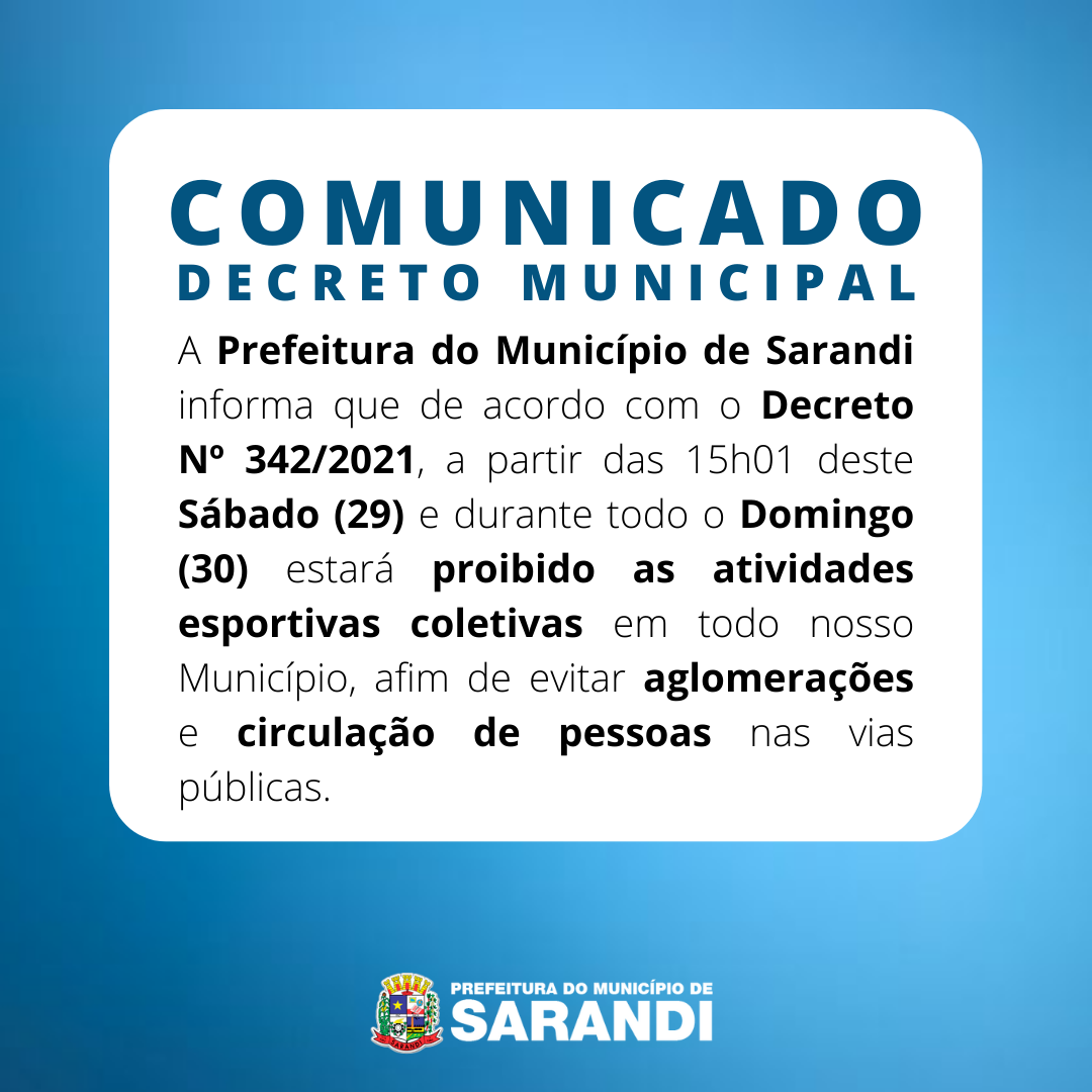 Comunicado Decreto Municipal Nº 342/2021